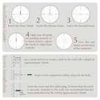 Installation guide for the clock hands and wall mounting hardware.