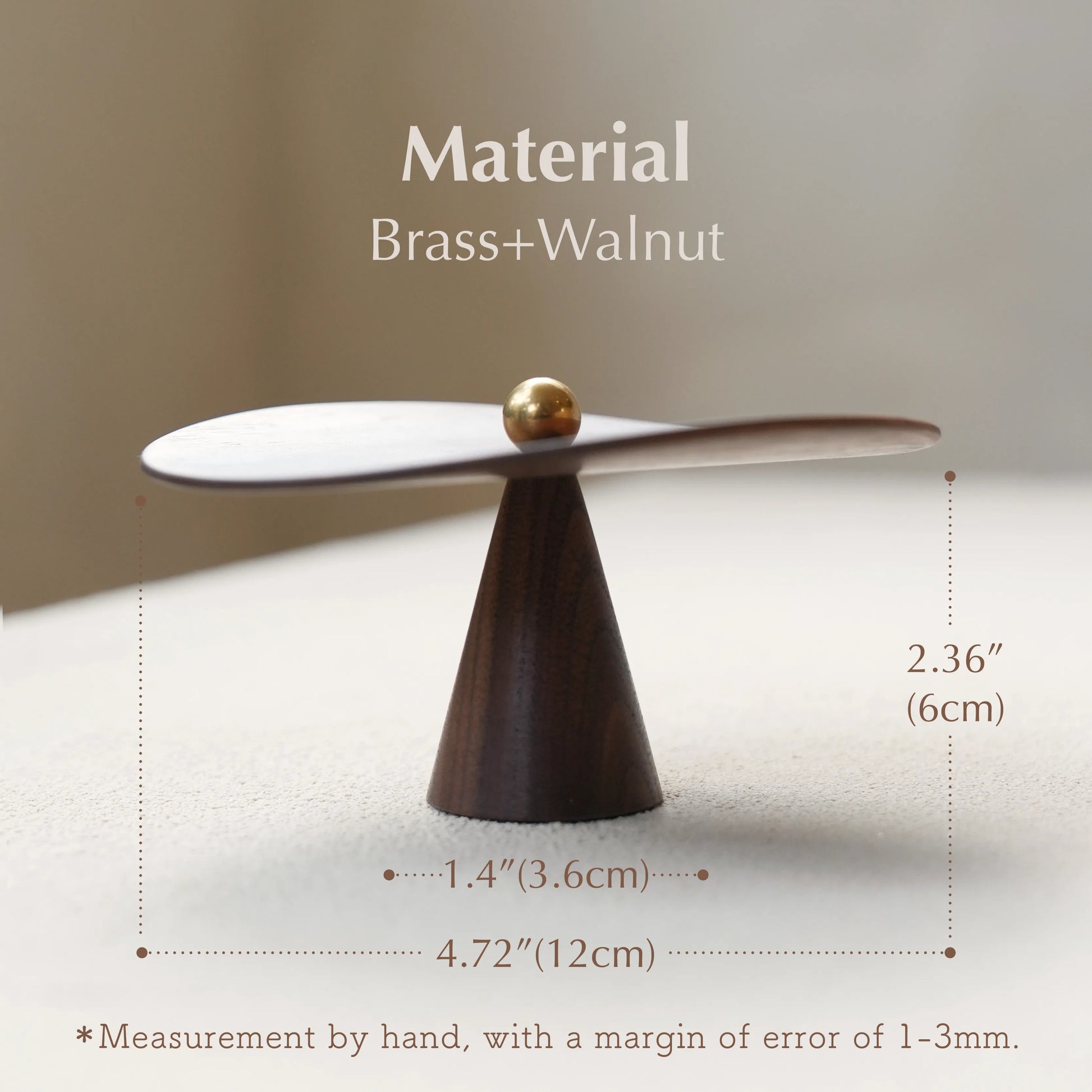 Diagram of walnut incense holder with dimensions: 12cm width, 6cm height.