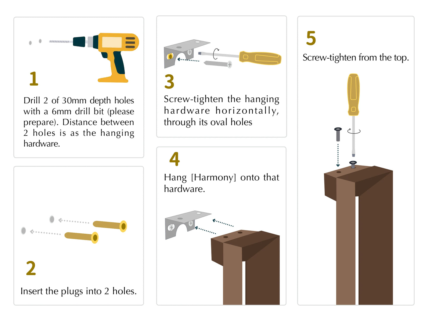 A 5-step installation guide for the modern walnut wall sconce.
