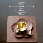 Diagram of walnut flower singing bowl set with dimensions.