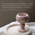 Diagram of the pink marble goblet showing height and diameter dimensions.