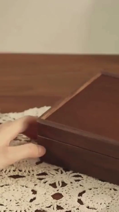 Minimalist Wood Jewelry Box - Walnut & Cherry Keepsake Organizer